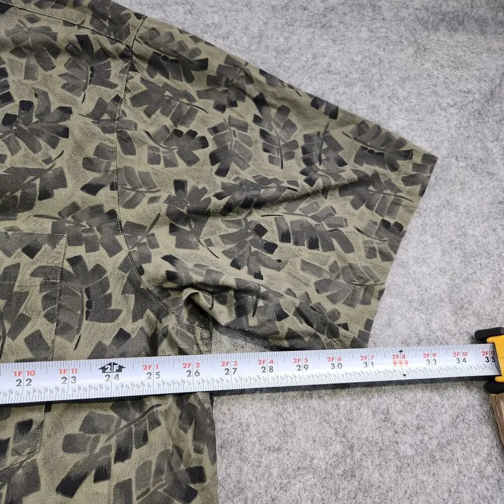 VTG Banana‎ Republic Shirt Mens XL Green Leaf Short Sleeve Button Up Tropical
